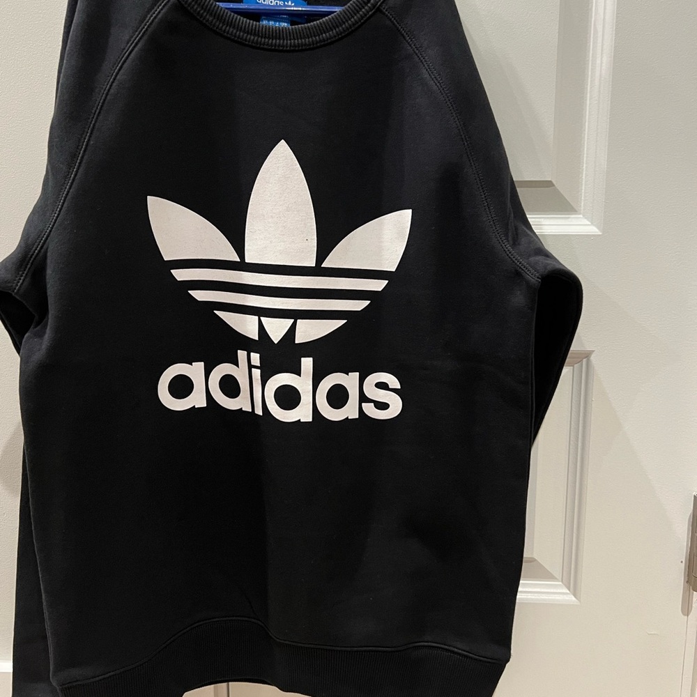 Adidas Originals Trefoil Crewneck Sweatshirt Black White Logo Size S